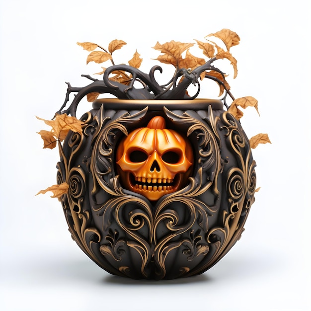 Halloween pot on white background