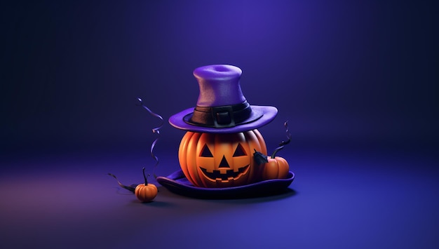 Halloween productpromotie banner 3D rendering paarse fase achtergrond