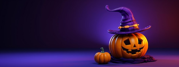 Halloween productpromotie banner 3D rendering paarse fase achtergrond