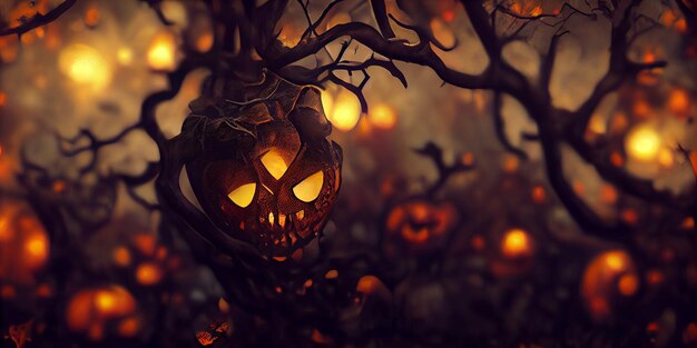 Halloween Pumpkin 3D Illustration. Halloween background