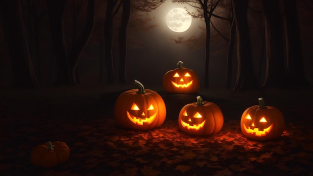 Halloween pumpkin Background Halloween Candy party Spooky Halloween Halloween in dark forest