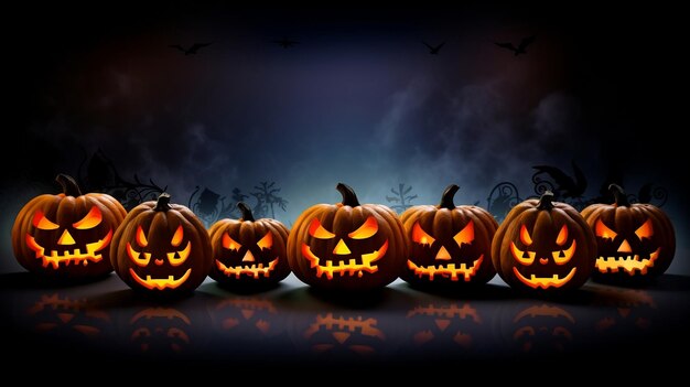 Halloween pumpkin banner with copy space