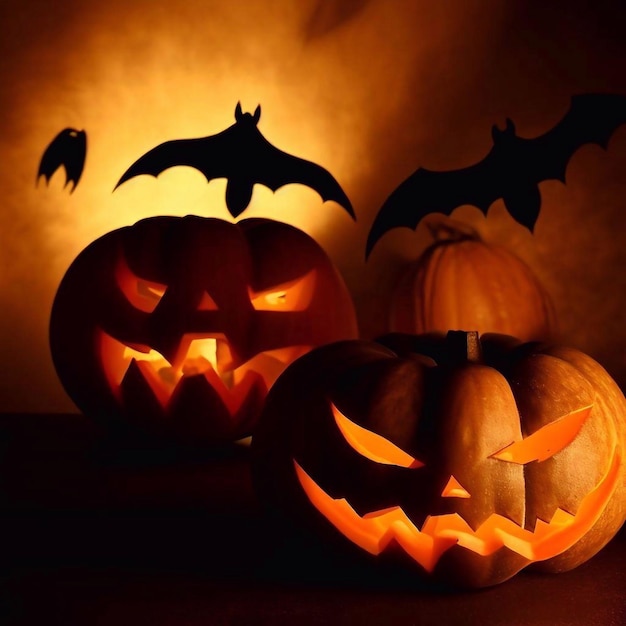 Halloween pumpkin and bat