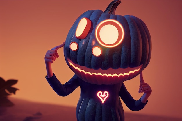 halloween pumpkin on black render 3d illustration