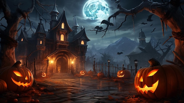 Halloween Pumpkin Castle Background