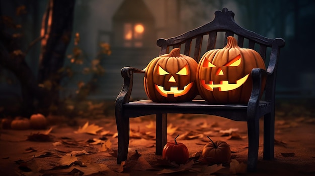 Halloween Pumpkin on a Chair