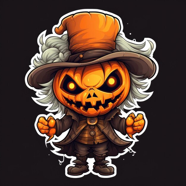 Photo halloween pumpkin character sticker