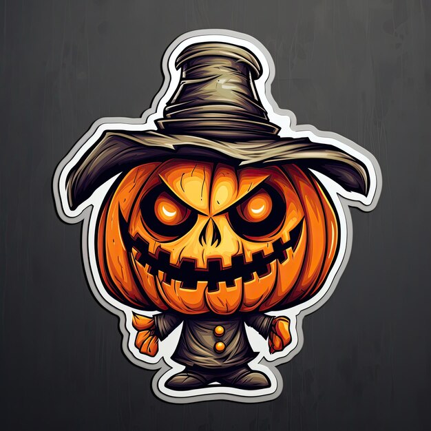 Photo halloween pumpkin character sticker