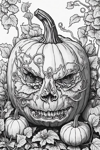 Photo halloween pumpkin coloring page