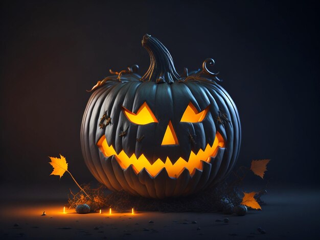 halloween pumpkin dark background ai generative