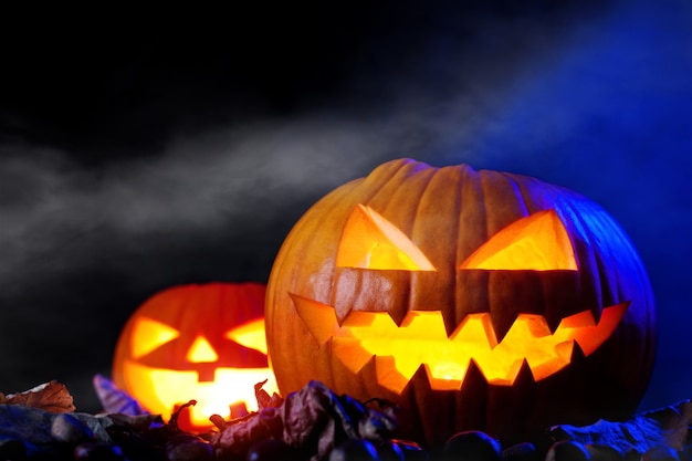 Halloween pumpkin in the dark