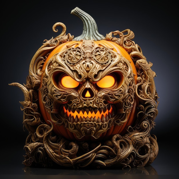 halloween pumpkin decoration in black background