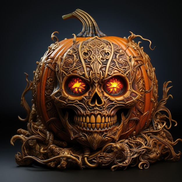 halloween pumpkin decoration in black background