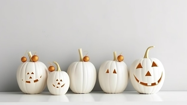 Photo halloween pumpkin decoration with white background and copy space ai generated