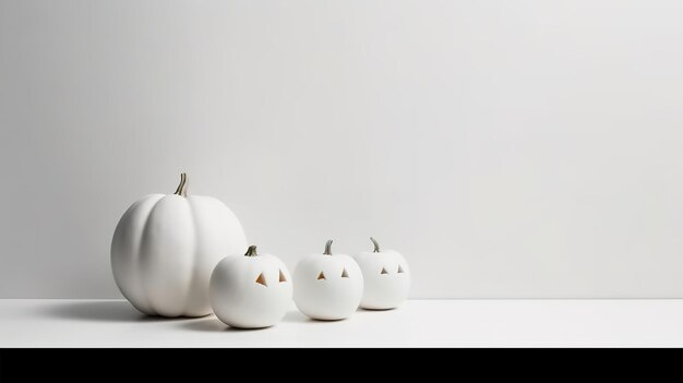 Photo halloween pumpkin decoration with white background and copy space ai generated