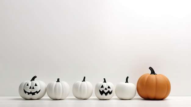 Halloween Pumpkin Decoration with white background and copy space ai generated