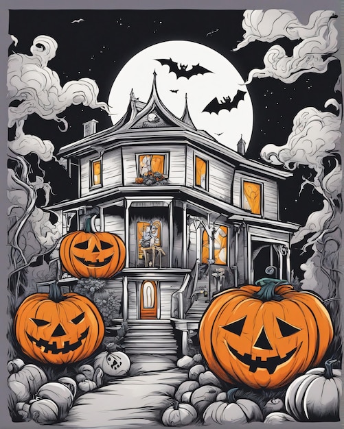 Halloween pumpkin drawing tshirt design