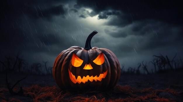 Halloween Pumpkin in Eerie Weather