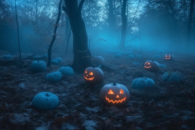 Halloween pumpkin forest Generate Ai