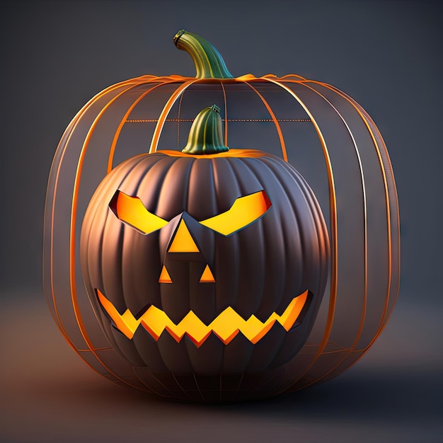 Halloween pumpkin from wireframe mesh Low poly concept Vector illustration