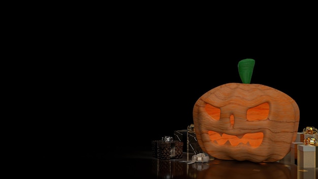 The halloween pumpkin and gift box 3d rendering