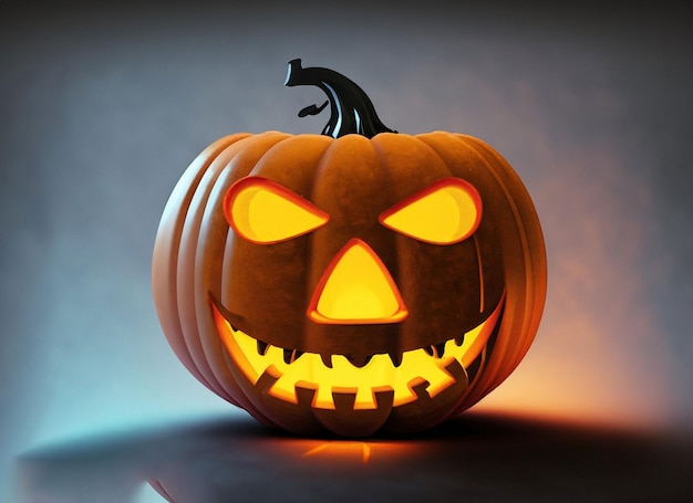 Halloween pumpkin Glowing on Dark background