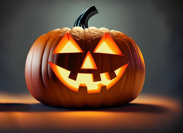 Halloween pumpkin Glowing on Dark background