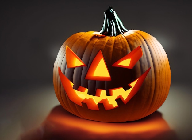 Halloween pumpkin Glowing on Dark background