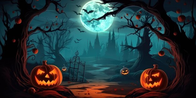 Halloween pumpkin Halloween background Illustration AI GenerativexA