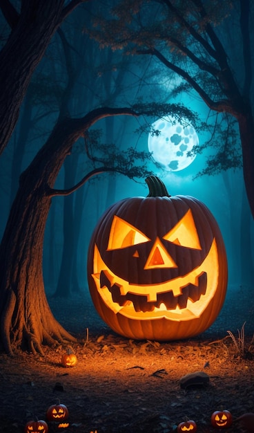 Хэллоуинская тыква Хеллоуинская сцена Хэллоуйнский фон с тыквой