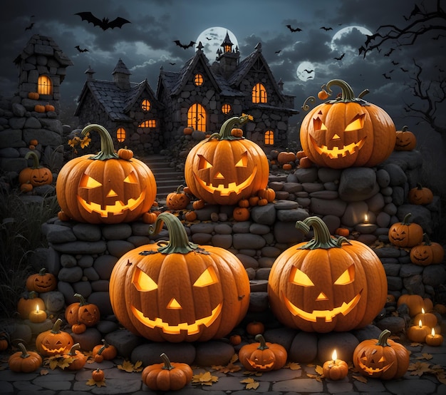 Halloween pumpkin haunted house