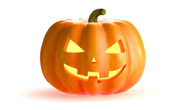 Halloween pumpkin head jack isolated on white background 3D Rendering illustration