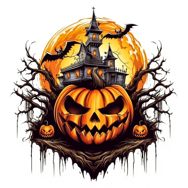 Halloween pumpkin head jack lantern on wooden background