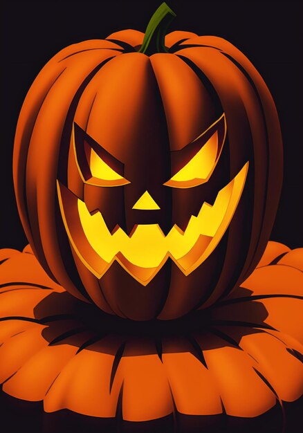 Halloween pumpkin head jack o lantern close up Generative AI