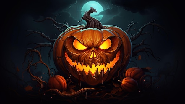 Хэллоуин тыква голова jackolantern на темном фоне