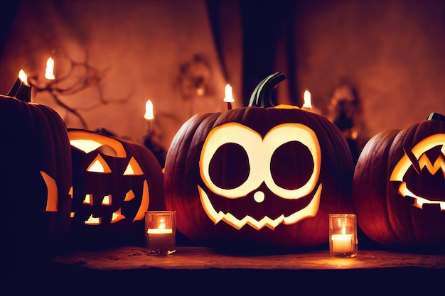 Rendering ai per le vacanze di zucca di halloween