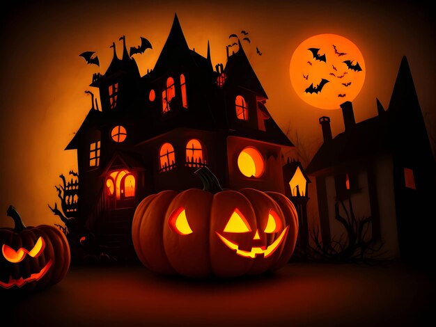 A Halloween pumpkin horror black theme for a happy Halloween celebration AI generation