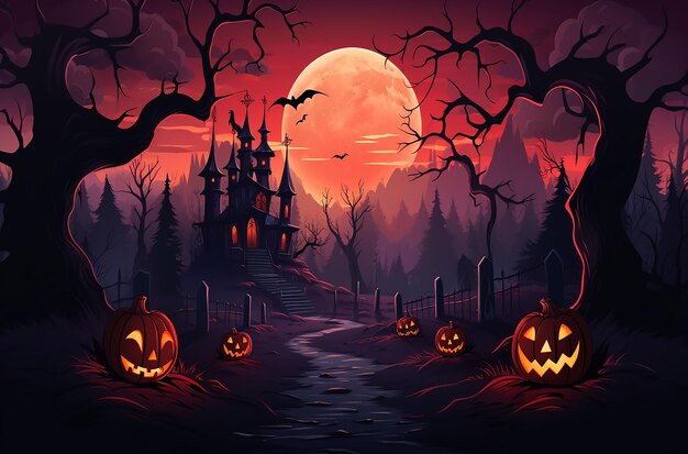 Halloween pumpkin horror design wallpaper