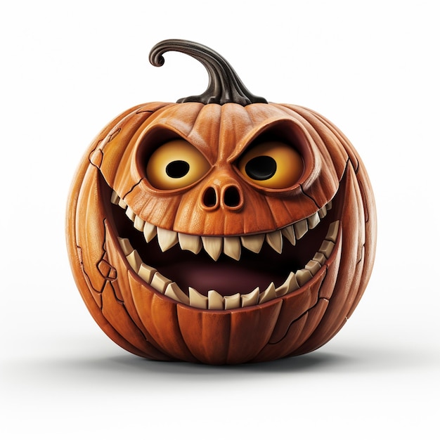 Halloween Pumpkin isolated on white background disney pixar animation style