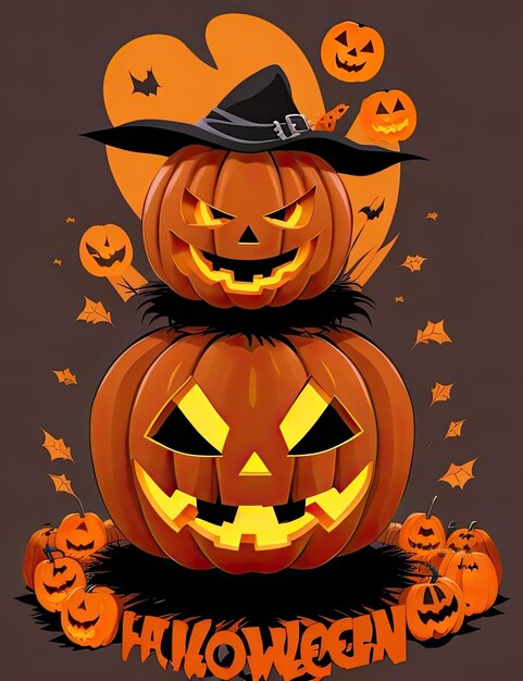 Halloween pumpkin isolated on a white background glowing head jack o lantern with scary evil faces