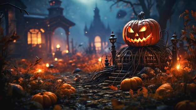 Halloween pumpkin Jack O Lantern decoration for Halloween celebration ai_generated
