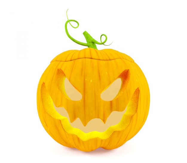 Halloween pumpkin, Jack O'Lantern, isolated on white background, 3D rendering