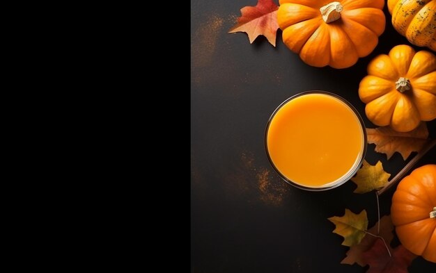 Foto halloween pumpkin juice vista dall'alto