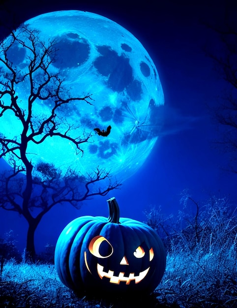 Foto scenario di halloween pumpkin moonlight