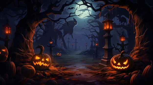 Halloween Pumpkin Mystical Pumpkin Farm Illustration Background