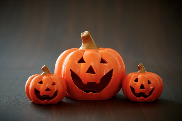 Halloween pumpkin on old wooden background