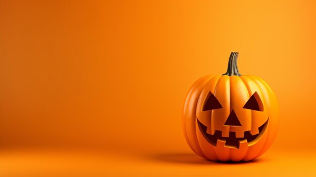 Halloween pumpkin on orange background