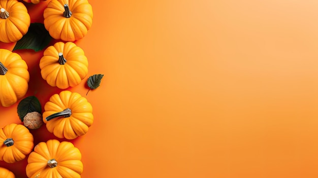 Halloween pumpkin orange black and white copy space with plain color autumn background