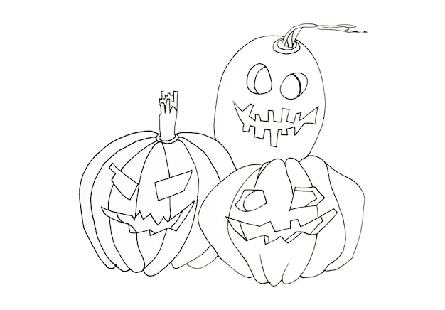 Halloween pumpkin outline black and white for coloring