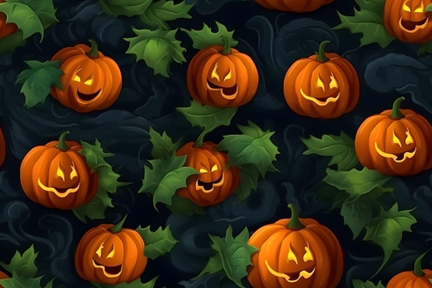 Photo halloween pumpkin pattern halloween background